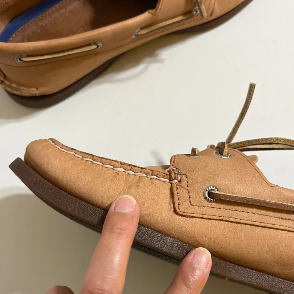 Sperry Mens Gold Cup Boat Shoes 11W Tan Leather Authentic Original Top-Sider